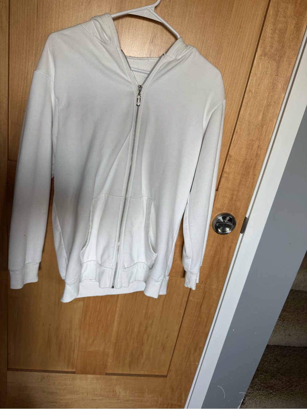 Amazon White Hooded Zip-Up Sweatshirt